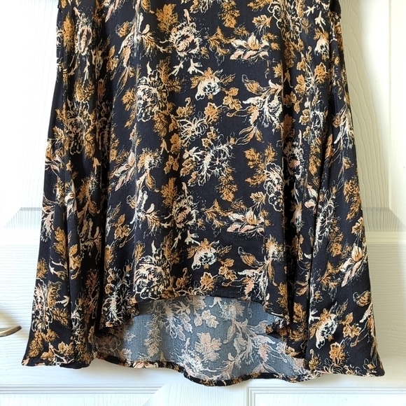 Free People Lucie Floral Scoop Neck Tied Open Back A-Line Mini Dress Black 6 - Picture 9 of 16